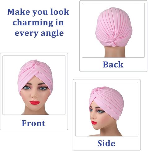 18 Pcs Stretchy Turban Caps for Women – Soft Twisted Headband Chemo Head Wraps, Cancer Headwear, Beanie Hair Covers for Sleeping, Yoga, Workout – Assorted Colors (9 Colors, 2 Each) in Saudi Arabia