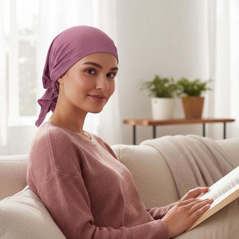 مجموعة من 4 أغطية رأس كيميائية للنساء من Funtery، وشاح رأس عمامة ناعم مربوط مسبقًا، قبعات كيميائية سهلة الارتداء لتساقط الشعر، لفافة رأس السرطان in Kuwait