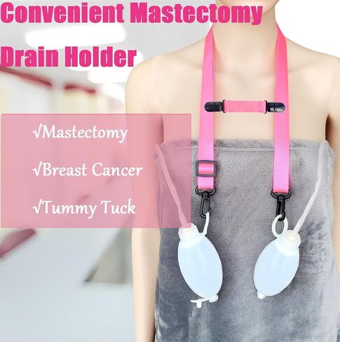 3 PCS Shower Lanyard for Mastectomy Drain Holder, Adjustable Mastectomy Recovery Supplies, Tummy Tuck/Breast Cancer/Abdominal Debridement Patients Surgical Drain Holder in Kuwait