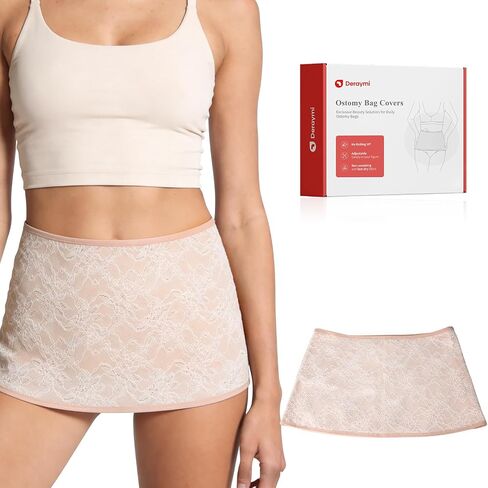 DERAYMI Ostomy Support Garments, Ostomy Wrap Colostomy Bag Covers, Hernia Ostomy Belt for Women Ostomy, Illeostomy, Colostomy, illeostomy, Urostomy Bag Covers (Nude Colored Lace, Large) in Kuwait