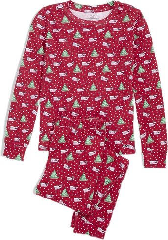 vineyard vines Kids' Knit Pajama Set, Santa Whale Red, 6 in Kuwait