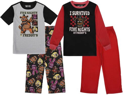 مجموعة بيجامة للأولاد مكونة من 4 قطع من Bioworld Five Nights At Freddy's I Survived in Kuwait
