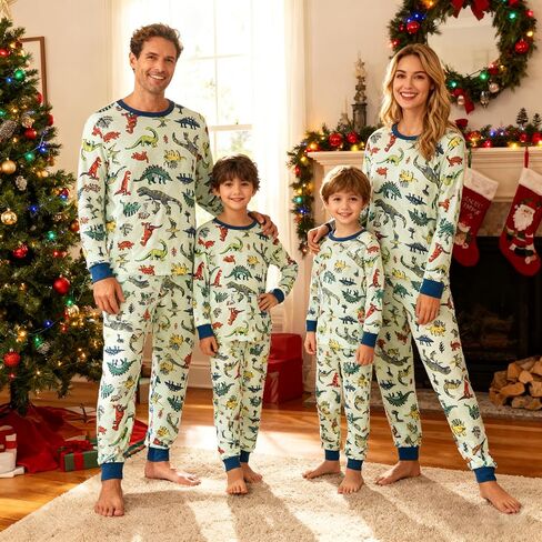 HYCLES Family Matching Pajama Sets, Long Sleeve Sleepwear Pjs for Couple Dinosaur Pjs in Kuwait