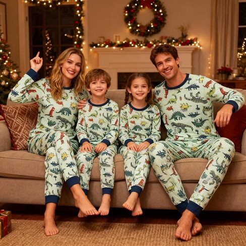 HYCLES Family Matching Pajama Sets, Long Sleeve Sleepwear Pjs for Couple Dinosaur Pjs in Kuwait