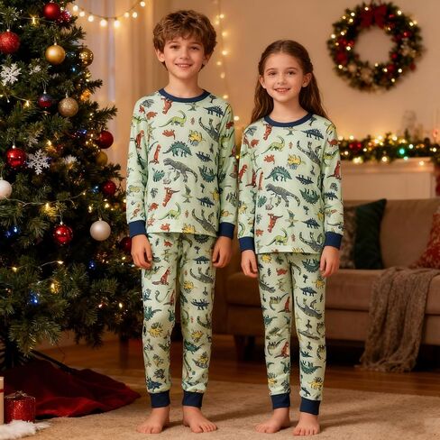 HYCLES Family Matching Pajama Sets, Long Sleeve Sleepwear Pjs for Couple Dinosaur Pjs in Kuwait