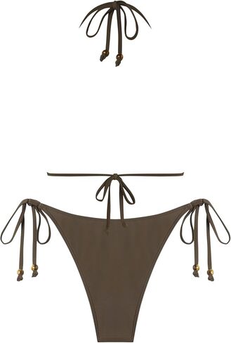 ZAFUL Women's Triangle Bikini Lace Frilled Ruffles Gingham Print Tie Side Spaghetti Strap 2 Pieces Bikini Swimsuit in Kuwait