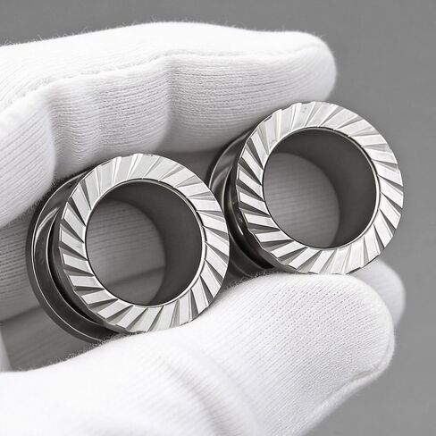 ARTFAN Black Silver Ear Gauges, 4PCS Stainless Steel Screw Plugs Tunnels Gauges for Stretched Ears, Ear Gauges Stretcher for Women Men, Hypoallergenic Body Piercing Jewelry in Kuwait