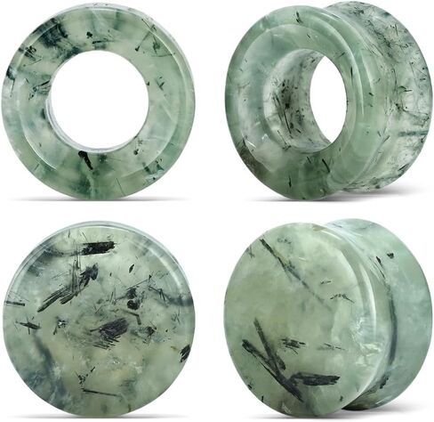 Punkyouth 4pcs الطبيعية prehnite حجر الأذن الأنفاق مجموعة مزدوجة مضيئة الأذن التوصيل مقاييس فريدة من نوعها الأخضر كريستال ثقب الجسم مجوهرات للنساء الرجال 6mm إلى 25mm 2g إلى 1 بوصة توسيع الفص امتدت in Kuwait