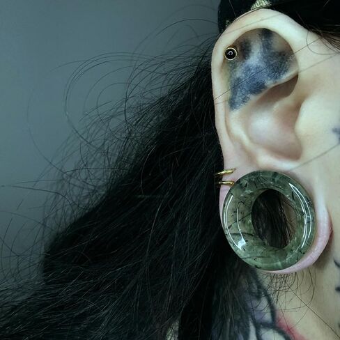 Punkyouth 4pcs الطبيعية prehnite حجر الأذن الأنفاق مجموعة مزدوجة مضيئة الأذن التوصيل مقاييس فريدة من نوعها الأخضر كريستال ثقب الجسم مجوهرات للنساء الرجال 6mm إلى 25mm 2g إلى 1 بوصة توسيع الفص امتدت in Kuwait