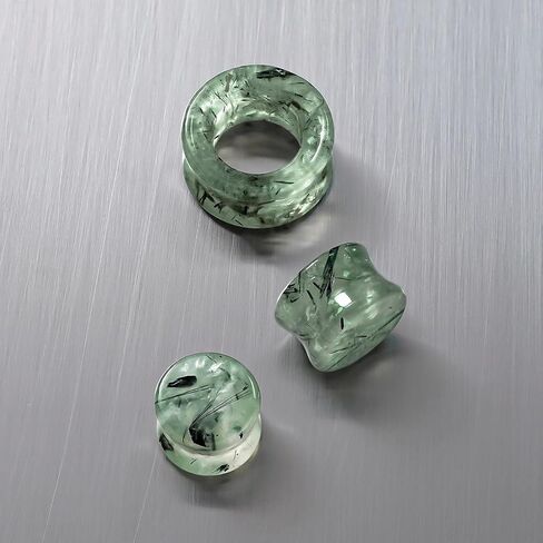 Punkyouth 4pcs الطبيعية prehnite حجر الأذن الأنفاق مجموعة مزدوجة مضيئة الأذن التوصيل مقاييس فريدة من نوعها الأخضر كريستال ثقب الجسم مجوهرات للنساء الرجال 6mm إلى 25mm 2g إلى 1 بوصة توسيع الفص امتدت in Kuwait