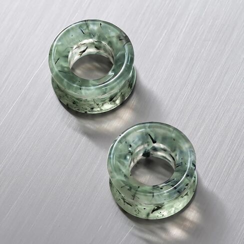 Punkyouth 4pcs الطبيعية prehnite حجر الأذن الأنفاق مجموعة مزدوجة مضيئة الأذن التوصيل مقاييس فريدة من نوعها الأخضر كريستال ثقب الجسم مجوهرات للنساء الرجال 6mm إلى 25mm 2g إلى 1 بوصة توسيع الفص امتدت in Kuwait