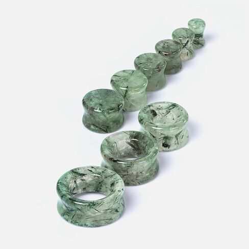 Punkyouth 4pcs الطبيعية prehnite حجر الأذن الأنفاق مجموعة مزدوجة مضيئة الأذن التوصيل مقاييس فريدة من نوعها الأخضر كريستال ثقب الجسم مجوهرات للنساء الرجال 6mm إلى 25mm 2g إلى 1 بوصة توسيع الفص امتدت in Kuwait