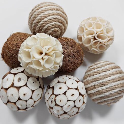 8 Pcs Natural Handmade Decorative Balls, Bowl Filler Orbs for Home Decor, Table Centerpiece & Dough Bowl Vase Decor in Saudi Arabia