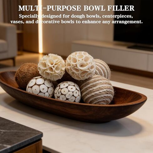 8 Pcs Natural Handmade Decorative Balls, Bowl Filler Orbs for Home Decor, Table Centerpiece & Dough Bowl Vase Decor in Saudi Arabia