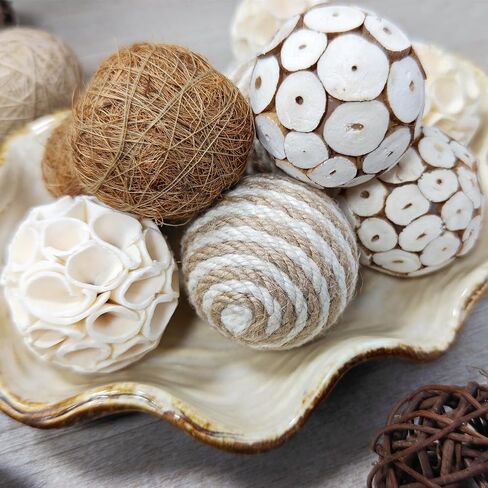 8 Pcs Natural Handmade Decorative Balls, Bowl Filler Orbs for Home Decor, Table Centerpiece & Dough Bowl Vase Decor in Saudi Arabia