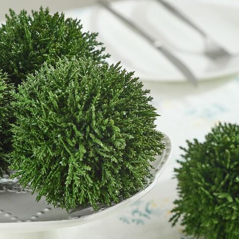 Heleze 4 Inch Decorative Balls, Real Touch Cedar Topiary Ball Faux Greenery Boxwood Balls for Centerpiece Bowls Farmhouse Home Decor 3 Pcs in Saudi Arabia