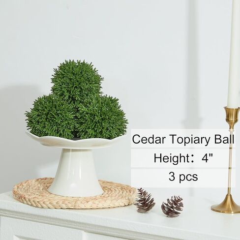 Heleze 4 Inch Decorative Balls, Real Touch Cedar Topiary Ball Faux Greenery Boxwood Balls for Centerpiece Bowls Farmhouse Home Decor 3 Pcs in Saudi Arabia
