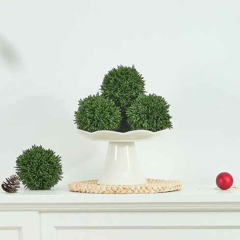 Heleze 4 Inch Decorative Balls, Real Touch Cedar Topiary Ball Faux Greenery Boxwood Balls for Centerpiece Bowls Farmhouse Home Decor 3 Pcs in Saudi Arabia