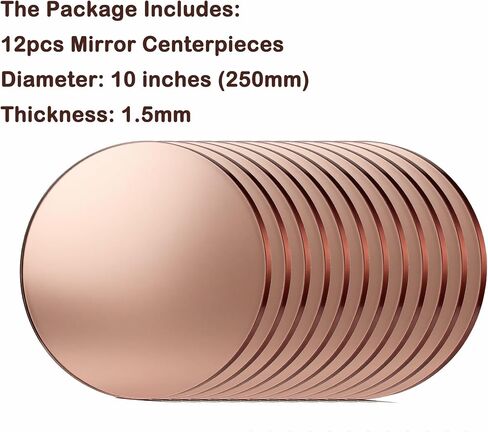 12 Pcs 10 Inch Mirror Centerpieces Decorative Trays Thickness 1.5 mm (Rose Gold) in Saudi Arabia