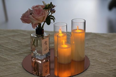 12 Pcs 10 Inch Mirror Centerpieces Decorative Trays Thickness 1.5 mm (Rose Gold) in Saudi Arabia