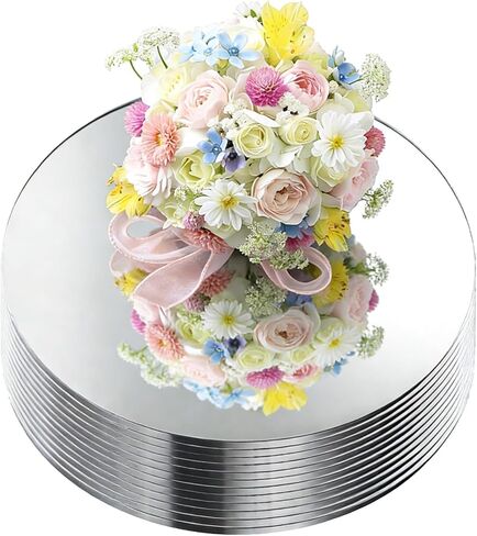 12 Pcs 10 Inch Mirror Centerpieces Charger Plates Decorative Trays Thickness 1.5 mm (Silver) in Saudi Arabia