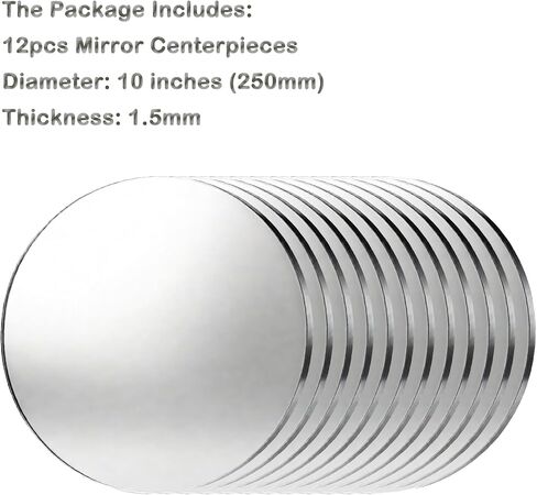 12 Pcs 10 Inch Mirror Centerpieces Charger Plates Decorative Trays Thickness 1.5 mm (Silver) in Saudi Arabia