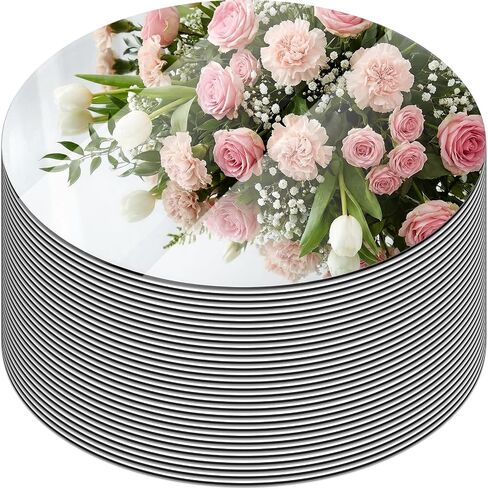 36 Pcs 12" Round Mirrors for Centerpieces for Tables, Round Mirrors Trays Plates for Centerpieces, Wedding Decorations, Baby Shower Party, Christmas Decorations, 2mm in Kuwait