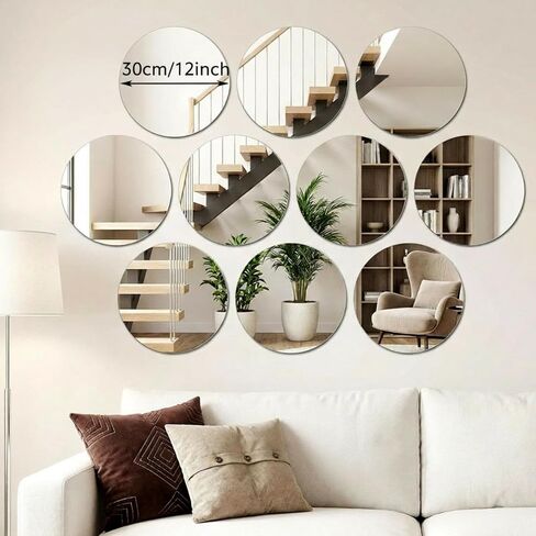 36 Pcs 12" Round Mirrors for Centerpieces for Tables, Round Mirrors Trays Plates for Centerpieces, Wedding Decorations, Baby Shower Party, Christmas Decorations, 2mm in Kuwait