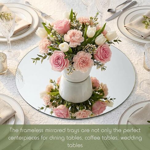 36 Pcs 12" Round Mirrors for Centerpieces for Tables, Round Mirrors Trays Plates for Centerpieces, Wedding Decorations, Baby Shower Party, Christmas Decorations, 2mm in Kuwait