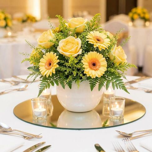 36 Pcs 12" Round Mirrors for Centerpieces for Tables, Round Mirrors Trays Plates for Centerpieces, Wedding Decorations, Baby Shower Party, Christmas Decorations, 2mm in Kuwait
