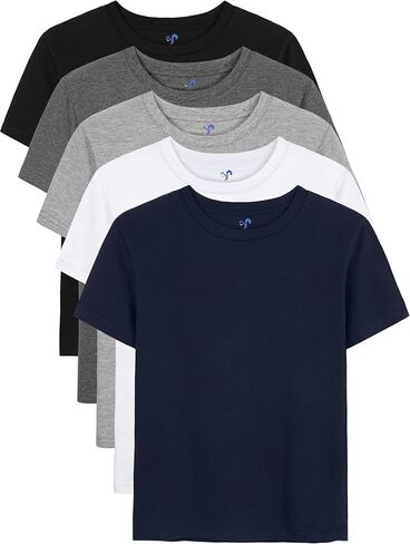 YERIOK 5 Pack Boys Shirts Short Sleeve Shirts for Boys Cotton T-Shirts Kids Toddler Tshirts Tees Clothes Summer Tops in Kuwait