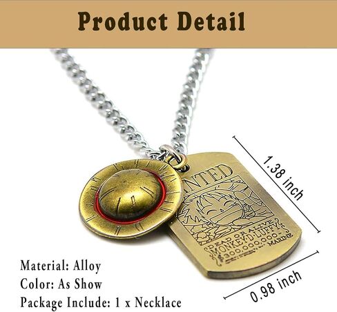 Anime Skeleton Pendant Necklace, The Straw Hat Rope Chain Pendant Necklace for Cap Cosplay in Saudi Arabia
