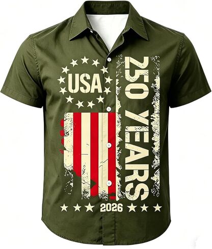 250th Anniversary USA Shirt for Kids Boys Button Down Short Sleeve 250 Years America Flag Patriotic 1776-2026 Shirt in Kuwait