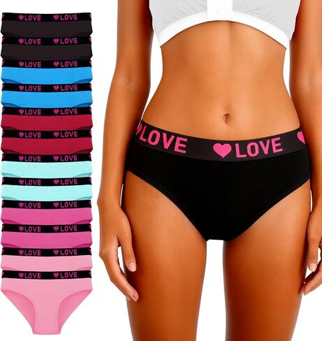 Plus Size Women's Cotton Underwear 12 Pack,Soft Breathable Everyday Hipster Briefs,6 Colors,Size XS-4XL in Saudi Arabia