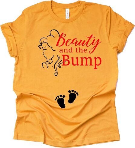 AMAZING RETRO Unisex Beauty and the Beast Bump Mommy T Shirt Pregnancy Announcement Tee Shirt Sold Individually in Saudi Arabia