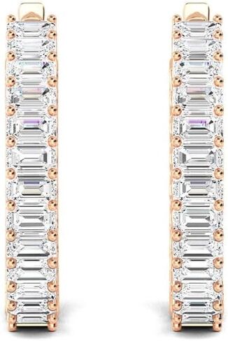 1-10 Carat (ctw) White Gold Emerald Cut LAB GROWN Diamond Stunning Hoops Earrings (Color D-E Clarity VS1-VS2) in Kuwait