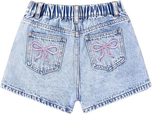 Jean Shorts for Girls Y2k Baggy High Elastic Waisted Cute Bow Embroidery Summer Teens Denim Shorts 13-16Y in Saudi Arabia