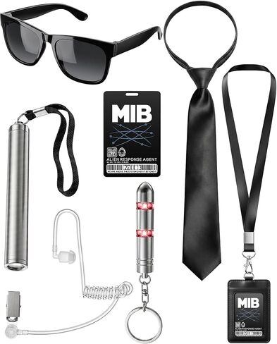 Secret Agent Costume Secret Service Props Black Spy Costume Accessories for Halloween Men Women in Saudi Arabia