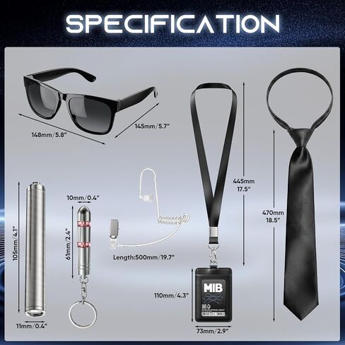 Secret Agent Costume Secret Service Props Black Spy Costume Accessories for Halloween Men Women in Saudi Arabia