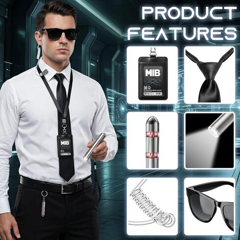 Secret Agent Costume Secret Service Props Black Spy Costume Accessories for Halloween Men Women in Saudi Arabia
