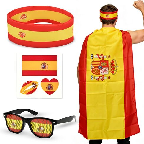 2026 Soccer Fan Flag Cape Set, National Cape Sunglasses Headband Tattoos, Flag Costume Cape for Match Day Party 4th of July in Saudi Arabia