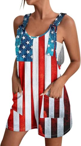 American Flag Overalls Women American Flag Forth Of July Outfits Patriotic USA Rompers Red White And Blue Shorts Bibs in Kuwait