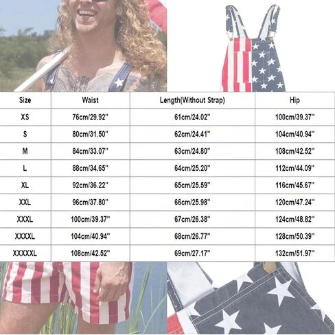 American Flag Overalls Men Women Unisex Adjustable Straps 4th Of July Overalls Patriotic Romper Shorts With Pockets in Kuwait