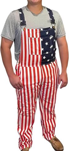 American Flag Overalls Men Women Unisex Adjustable Straps 4th Of July Overalls Patriotic Romper Shorts With Pockets in Kuwait