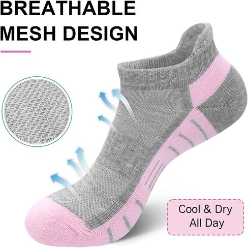 Rehelu Womens Ankle Socks Athletic Cushioned Running Low Cut Socks with Tab 6 Pairs in Saudi Arabia