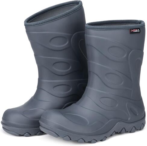 HISEA Kids Rain Boots for Boys Girls, Waterproof Insulated Easy-on Toddler Rubber Boots, Lightweight Seamless Wide Mud Boot with Non-Slip Outsole for Outdoor Playing in Kuwait