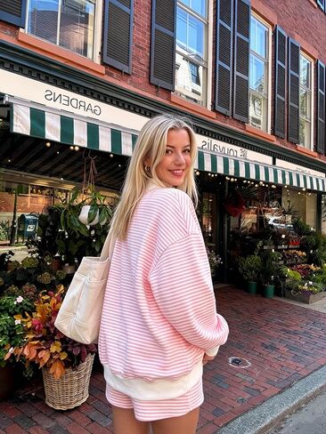 Women Oversized Mockneck Sweatshirt Striped Mock Neck Long Sleeve Pullover Shirt Fall Winter Lounge Tops in Saudi Arabia