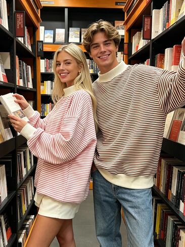 Women Oversized Mockneck Sweatshirt Striped Mock Neck Long Sleeve Pullover Shirt Fall Winter Lounge Tops in Saudi Arabia