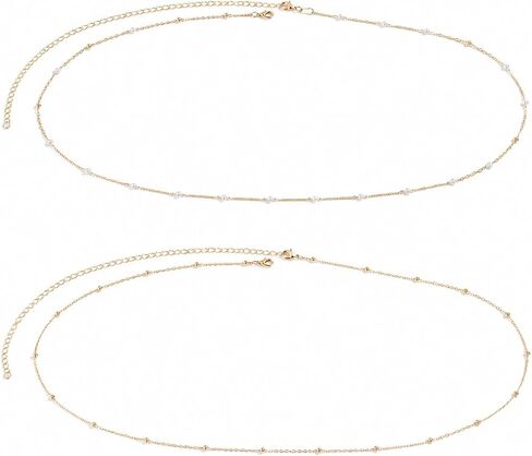 14K Gold Plated Waist Chain for Women, Layered Pearl Shell Belly Chain, Beach Waist Beads Body Jewelry, Adjustable Bikini Summer Jewelry Accessories for Women in Saudi Arabia