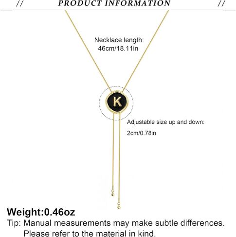 Initial Necklaces for Women - Dainty Black and Gold Lariat Long Chain Letter Disc Y Necklaces, Bolo Tie Accessories Trendy Western Gold Jewelry Personalized Gifts for Women in Saudi Arabia